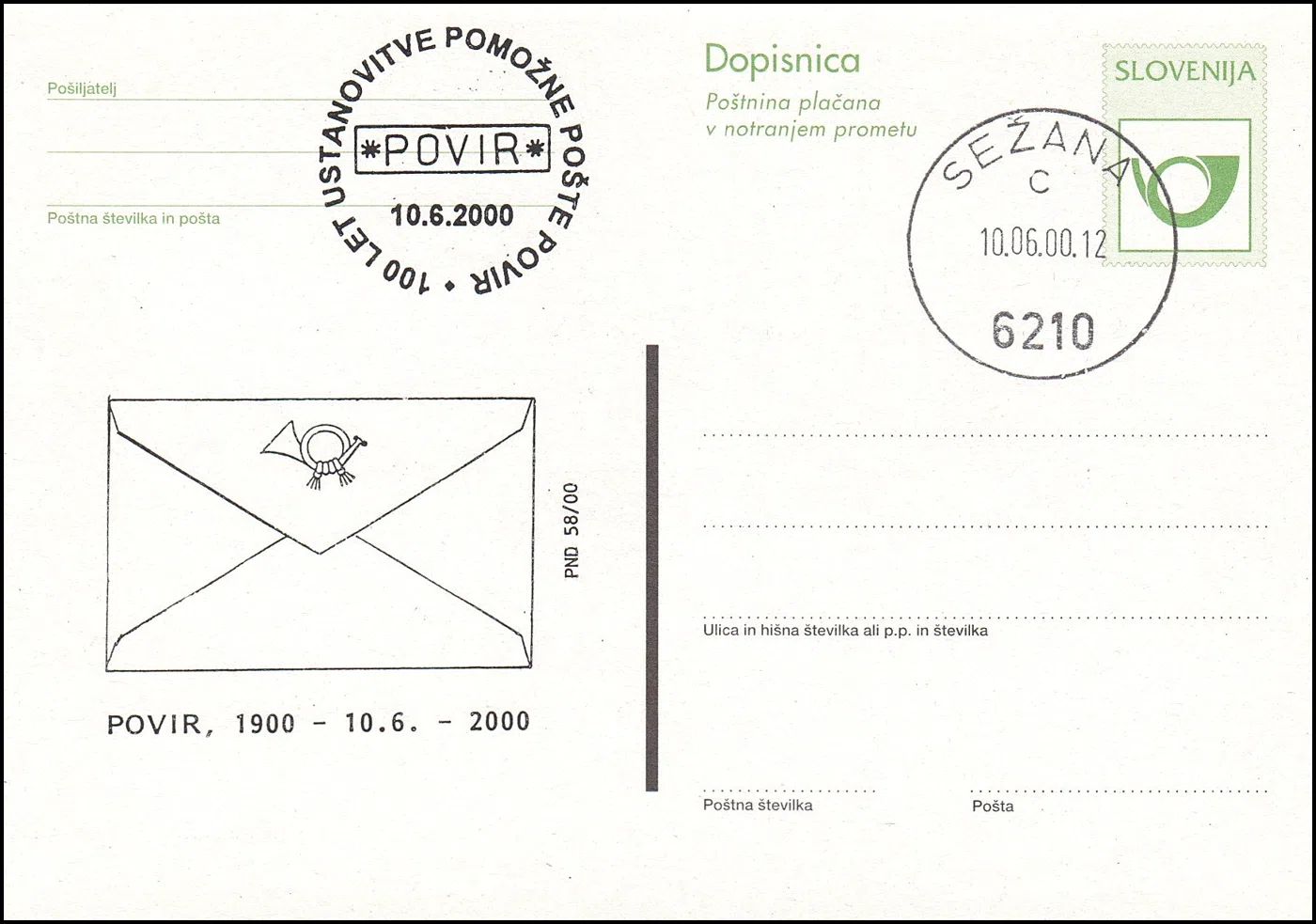 100 LET USTANOVITVE POMOŽNE POŠTE POVIR